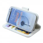 Wholesale Galaxy S3 /i9300 Simple Flip Leather Wallet Case with Stand  (White)